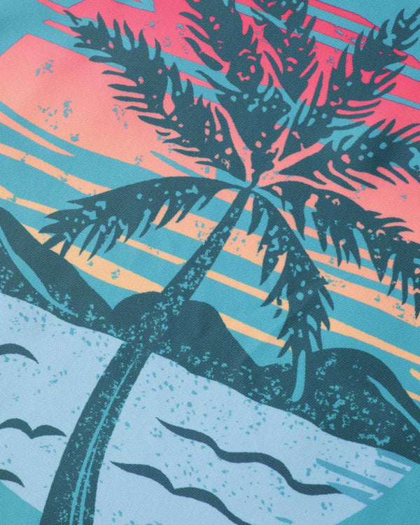 Vibrant Island-Print Adjustable Drawstring Swim Top
