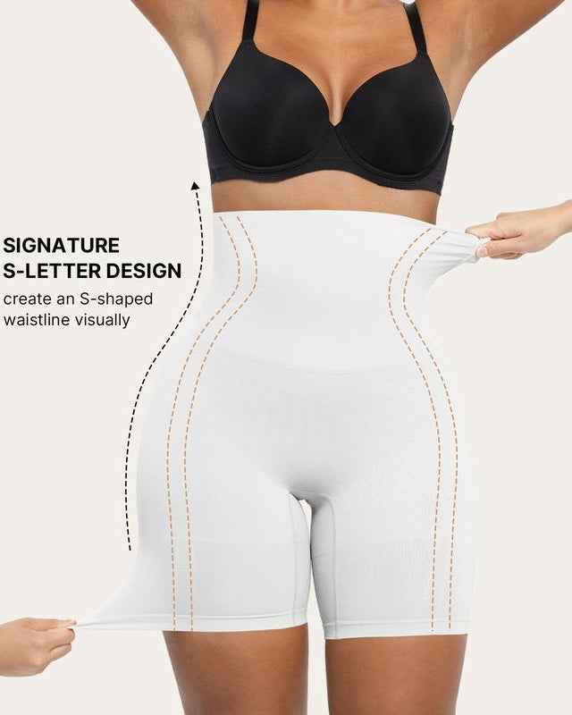 Women's Seamless High-Waisted Shapewear Shorts – Sculpting Body Shaper for Slimming Thighs and Tummy Control