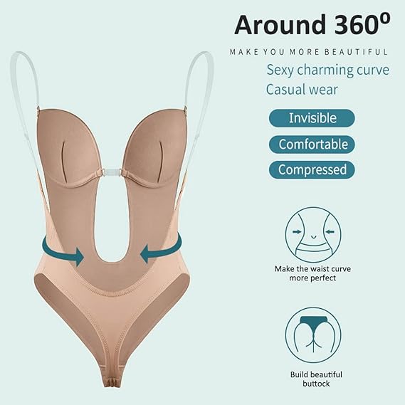 Strapless U‑Plunge Thong Bodysuit - Sleek and Flattering Fit