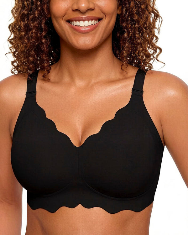 Soft Full-Coverage Wireless Jelly Bra with Scalloped Edges