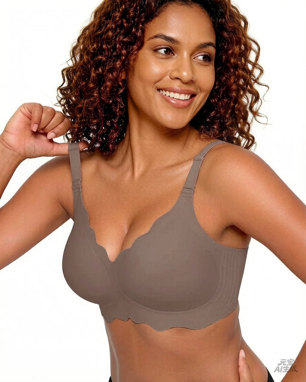 Soft Full-Coverage Wireless Jelly Bra with Scalloped Edges