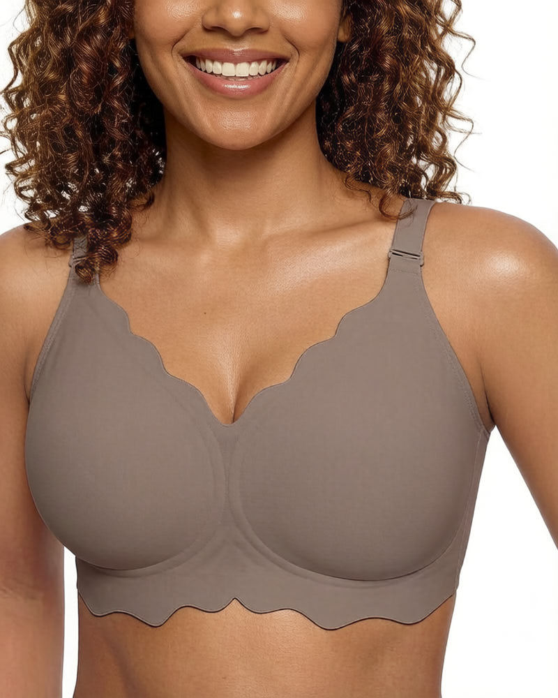 Soft Full-Coverage Wireless Jelly Bra with Scalloped Edges
