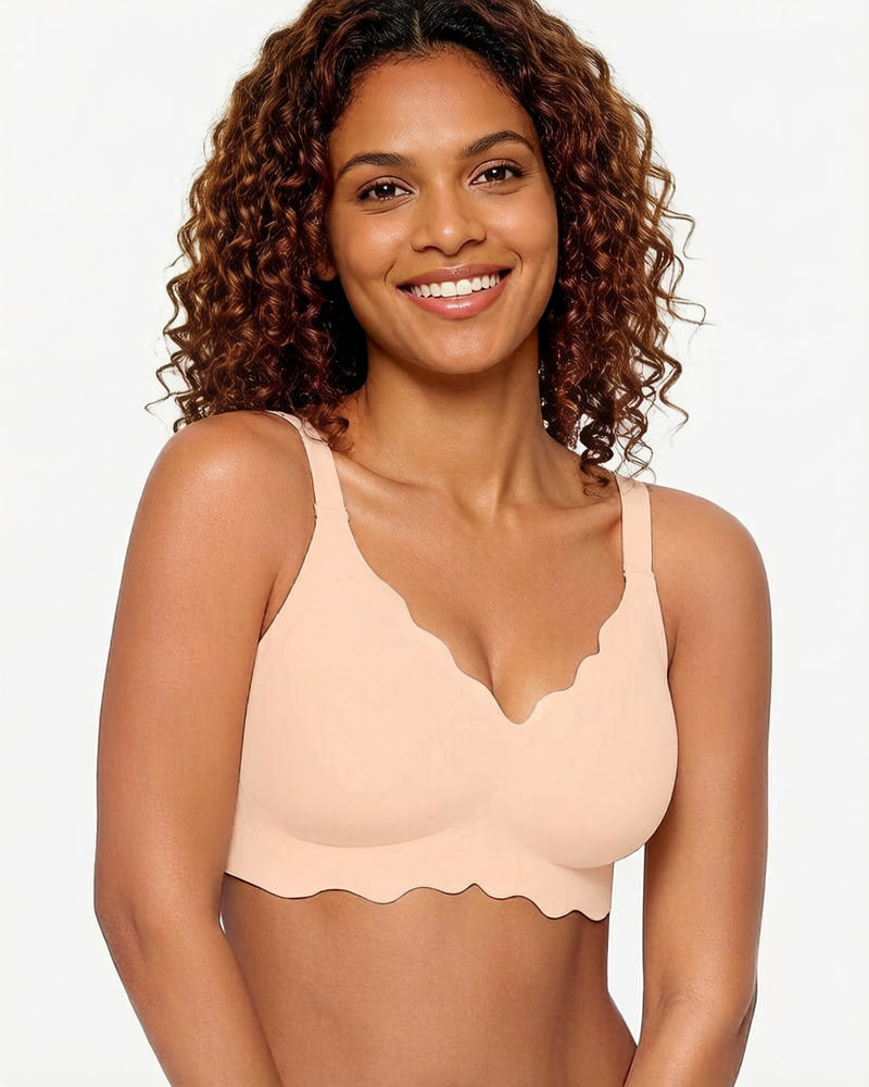 Soft Full-Coverage Wireless Jelly Bra with Scalloped Edges