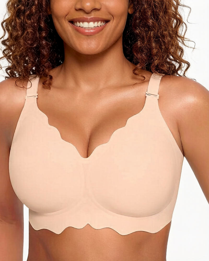 Soft Full-Coverage Wireless Jelly Bra with Scalloped Edges