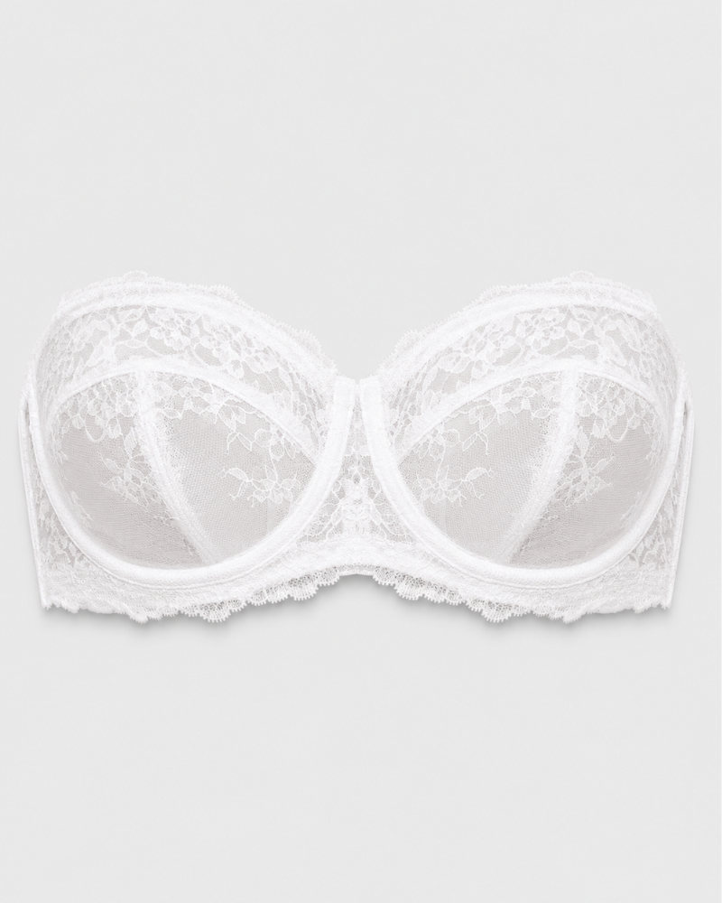 Elegant Lace Strapless Sheer Plus-Size Convertible Underwire Bra