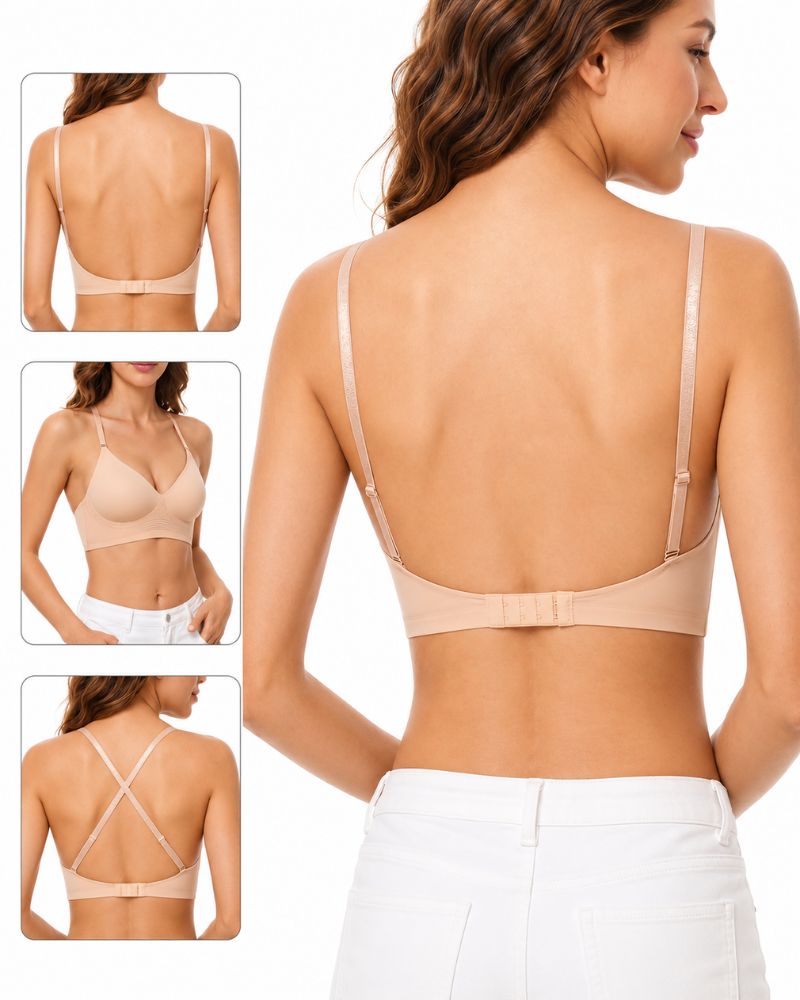 Low-Back Seamless Convertible Demi Bra – All-Day Comfort with Versatile Convertible Straps