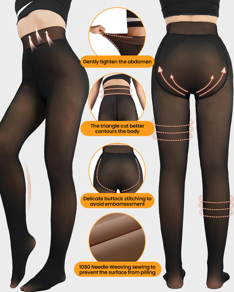 Sheer Fleece-Lined Tights for Women