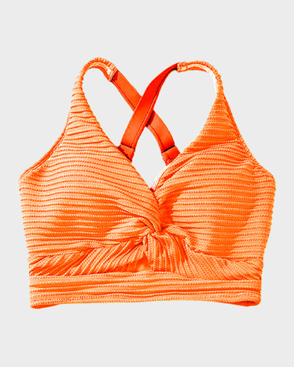 Textured Knot-Front High-Waisted Bikini Set - Flattering Fit & Comfortable