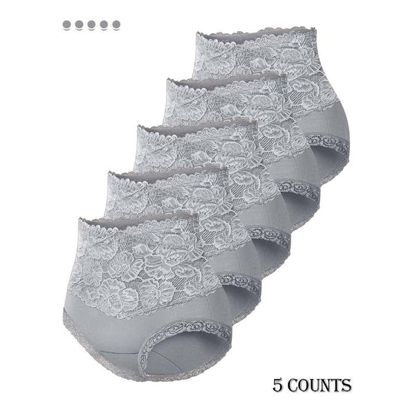 Everyday Comfort: High-Waist Lace-Trim Panties, 5-Pack