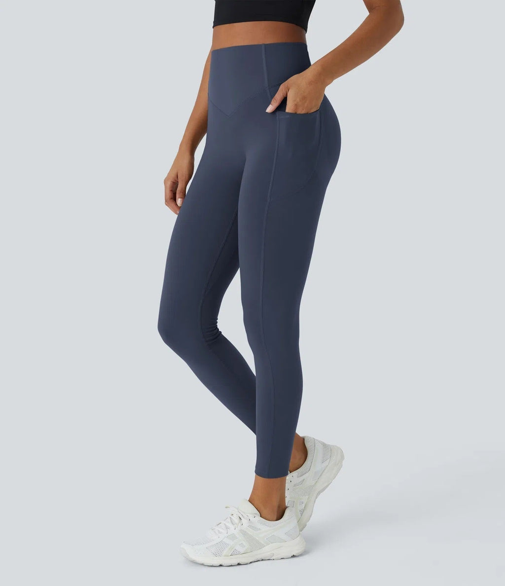 High-Waisted Tummy-Control Leggings with Side Pockets for Workouts
