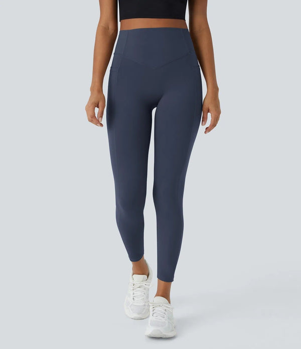 High-Waisted Tummy-Control Leggings with Side Pockets for Workouts