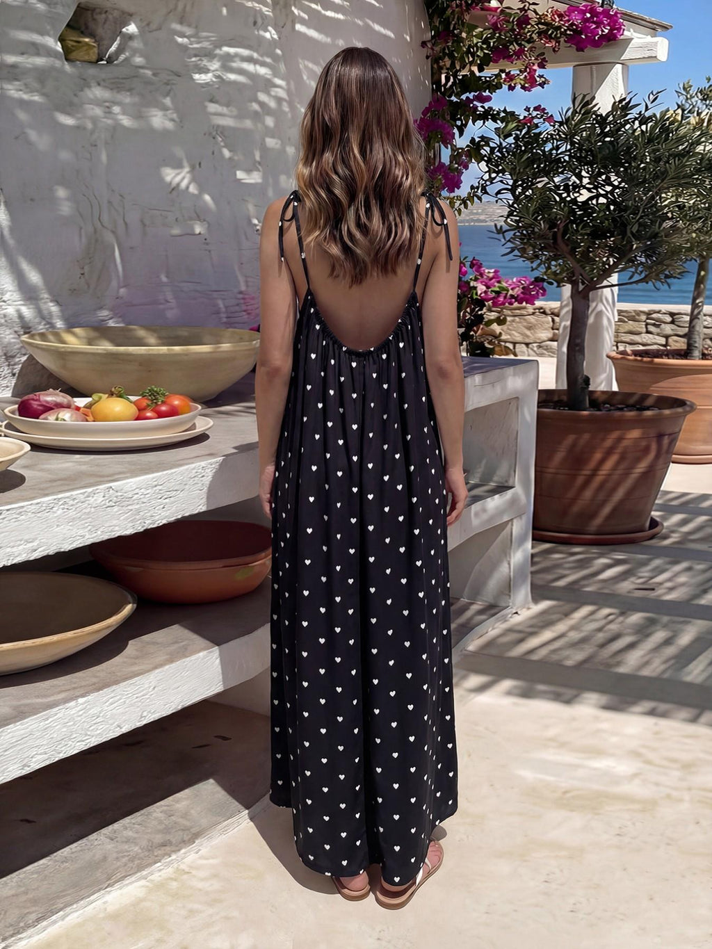 Chic Women’s Elegant Solid-Color Backless Slip Dress