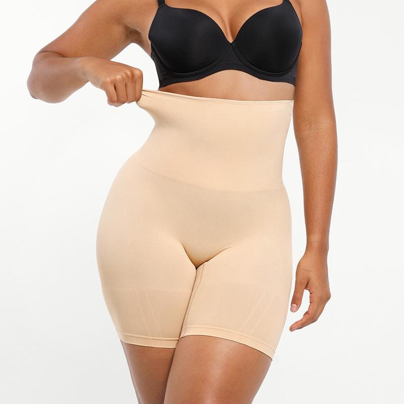 Women's Seamless High-Waisted Shapewear Shorts – Sculpting Body Shaper for Slimming Thighs and Tummy Control