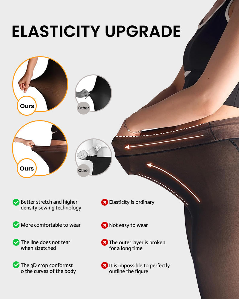 Sheer Fleece-Lined Tights for Women