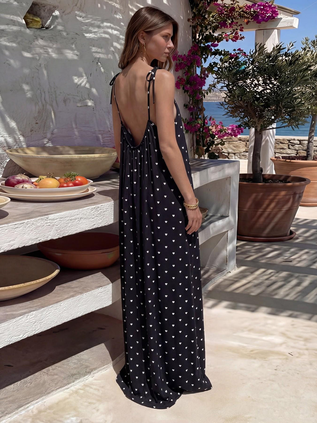 Chic Women’s Elegant Solid-Color Backless Slip Dress
