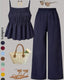 Effortless Solid-Color Cami Top & Wide-Leg Pants Two-Piece Set