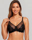 Black Lace Full-Coverage Minimizer Bra for a Sleek Silhouette