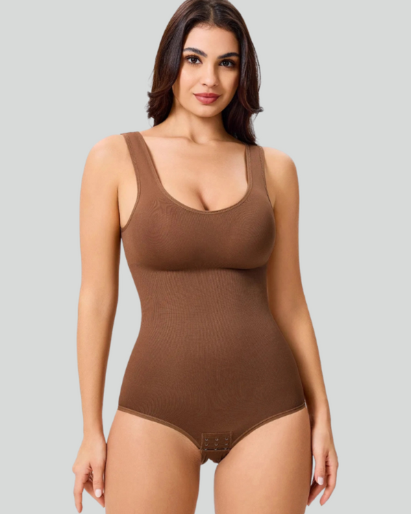 Women's Seamless Round-Neck Shaping Bodysuit with Tummy Control