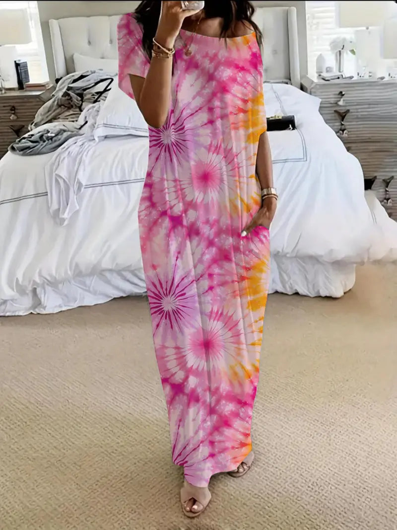 Women's Solid Color Batwing Sleeve Casual Nightdress - Cozy Sleepwear