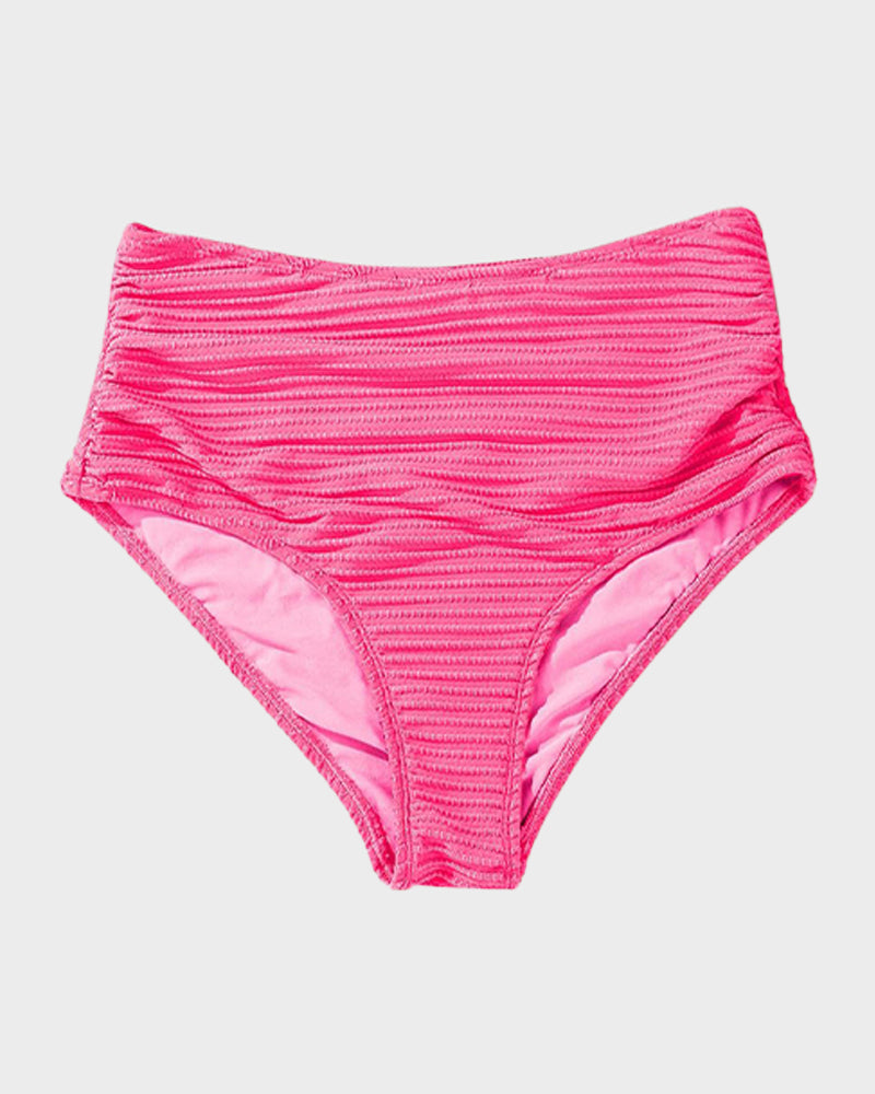 Textured Knot-Front High-Waisted Bikini Set - Flattering Fit & Comfortable