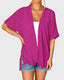 Airy Lightweight Short-Sleeve Open-Front Cardigan
