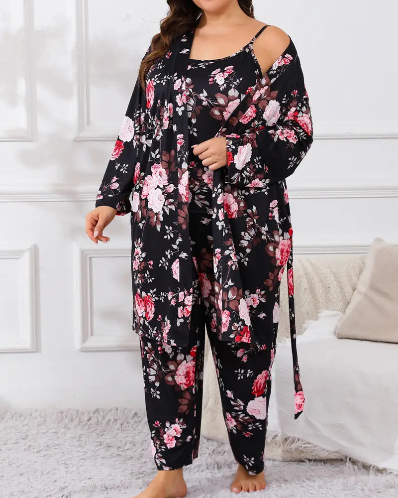 Cozy 3-Piece Pajama Set: Robe, Camisole & Long Pants