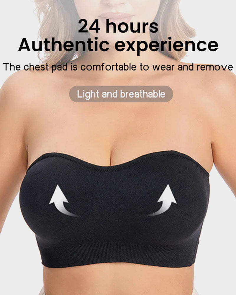 Wireless Strapless Bandeau Bra with Secure Anti-Slip Silicone Support