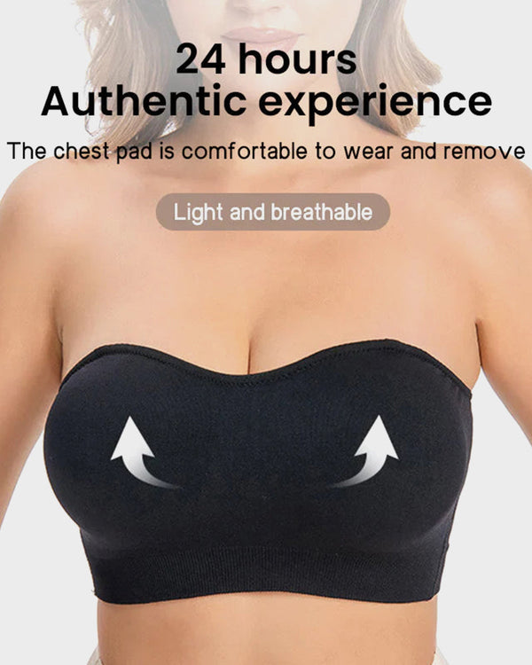 Wireless Strapless Bandeau Bra with Secure Anti-Slip Silicone Support