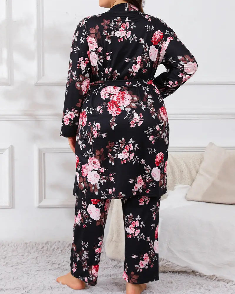 Cozy 3-Piece Pajama Set: Robe, Camisole & Long Pants