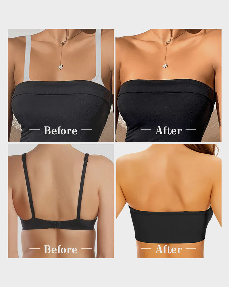 Wireless Strapless Bandeau Bra with Secure Anti-Slip Silicone Support