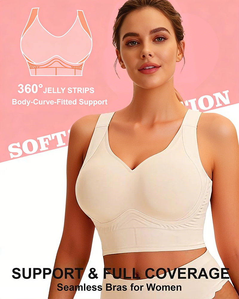 Plus-Size Back-Smoothing Seamless Push-Up Jelly Bra