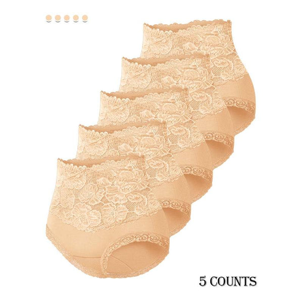 Everyday Comfort: High-Waist Lace-Trim Panties, 5-Pack