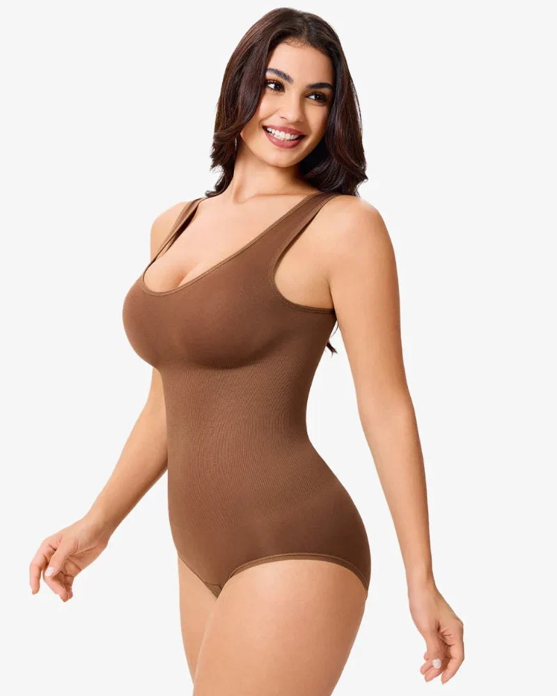 Women's Seamless Round-Neck Shaping Bodysuit with Tummy Control
