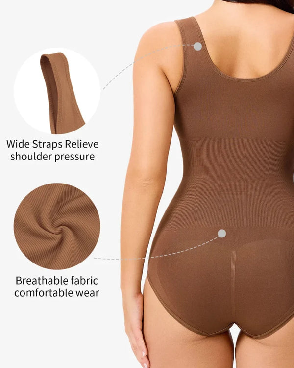 Women's Seamless Round-Neck Shaping Bodysuit with Tummy Control