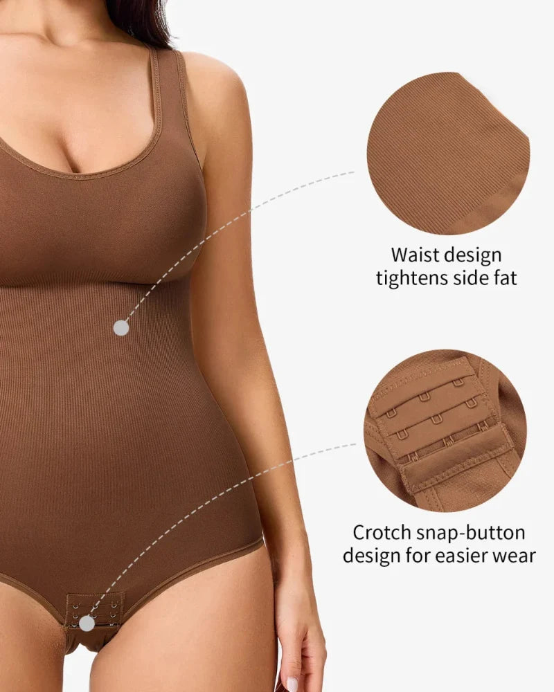 Women's Seamless Round-Neck Shaping Bodysuit with Tummy Control
