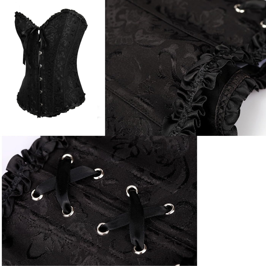Lace-Waist Corset Top with Push-Up Shapewear