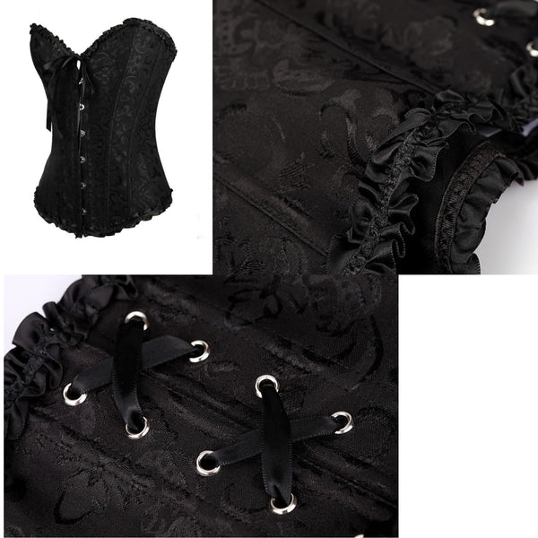 Lace-Waist Corset Top with Push-Up Shapewear