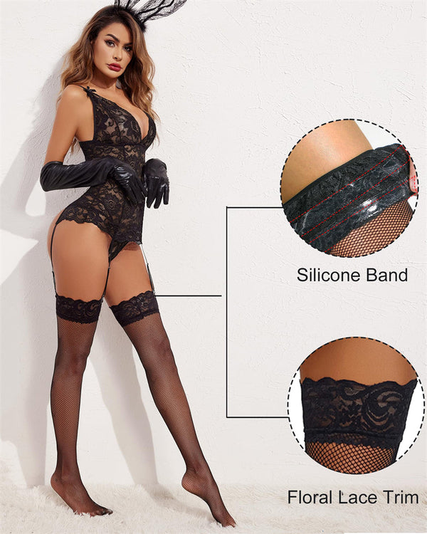 One Pair Fishnet Tights and Thigh-High Stockings