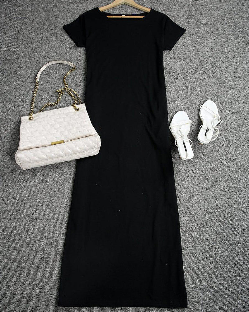 Women's Solid Color Batwing Sleeve Casual Nightdress - Cozy Sleepwear