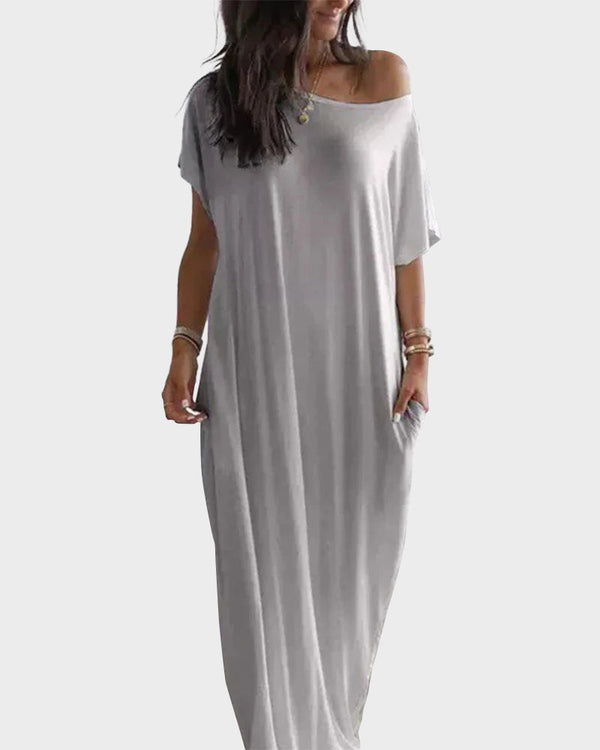 Women's Solid Color Batwing Sleeve Casual Nightdress - Cozy Sleepwear