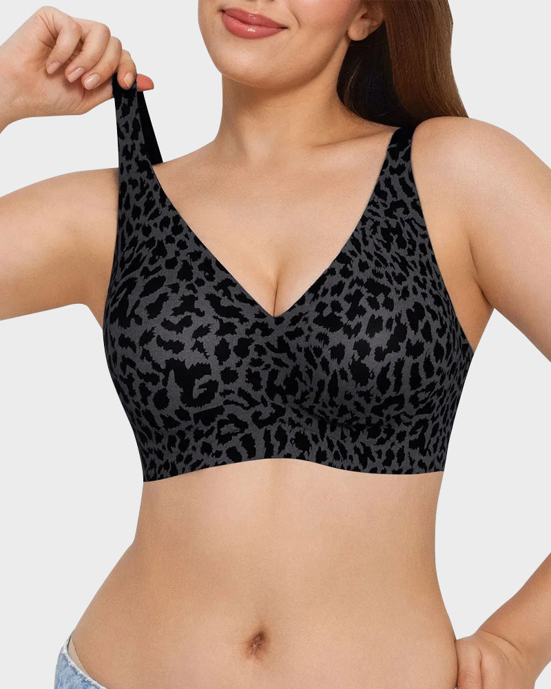Wireless Leopard-Print V-Neck Contour Bra
