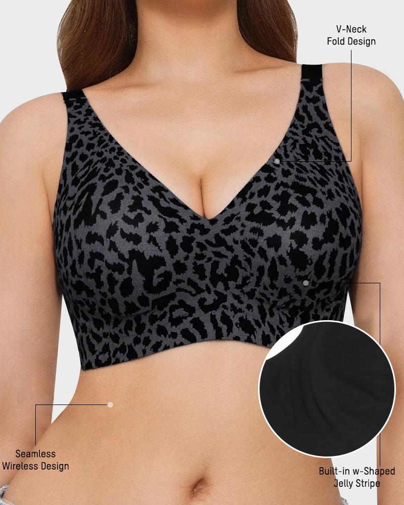 Wireless Leopard-Print V-Neck Contour Bra