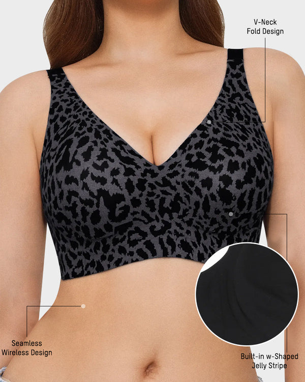 Wireless Leopard-Print V-Neck Contour Bra