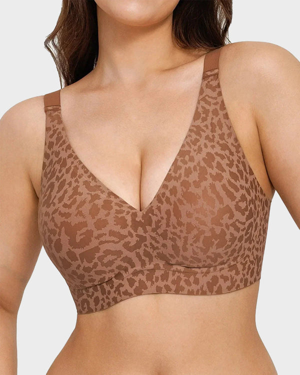 Wireless Leopard-Print V-Neck Contour Bra