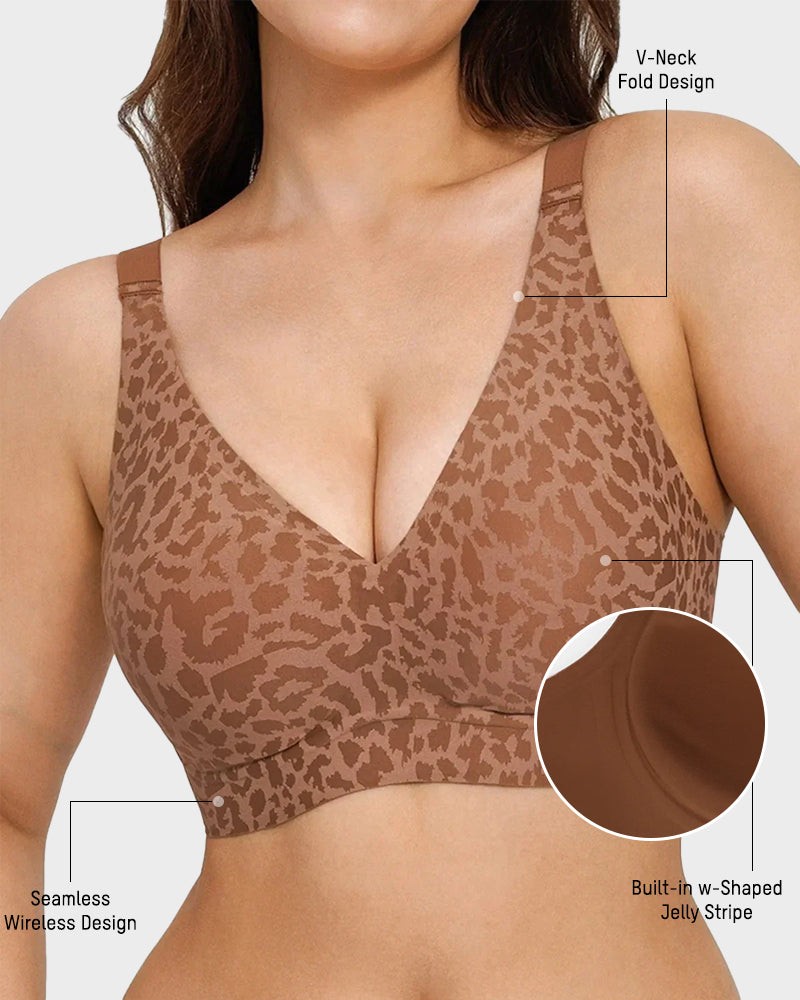 Wireless Leopard-Print V-Neck Contour Bra