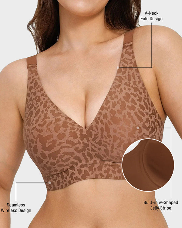 Wireless Leopard-Print V-Neck Contour Bra