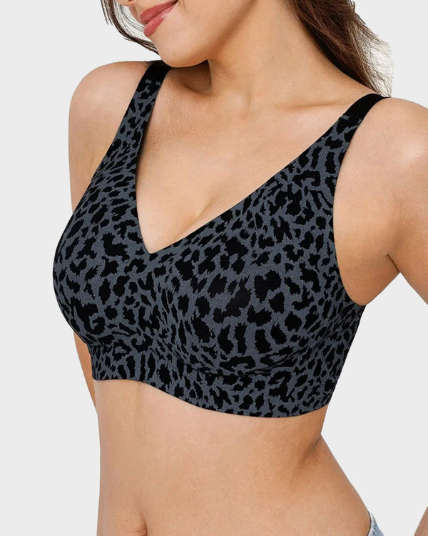 Wireless Leopard-Print V-Neck Contour Bra