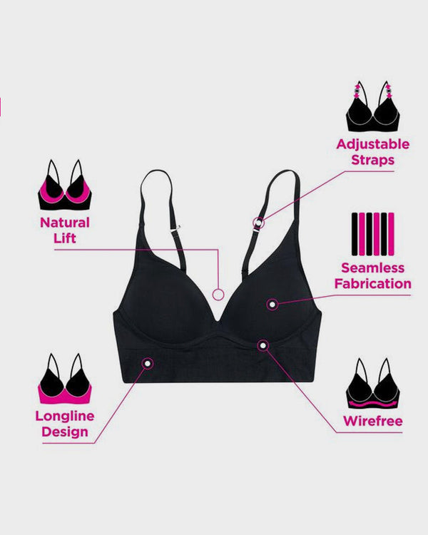 Ultra-Soft Deep-V Wireless Lift Bralette for All-Day Comfort