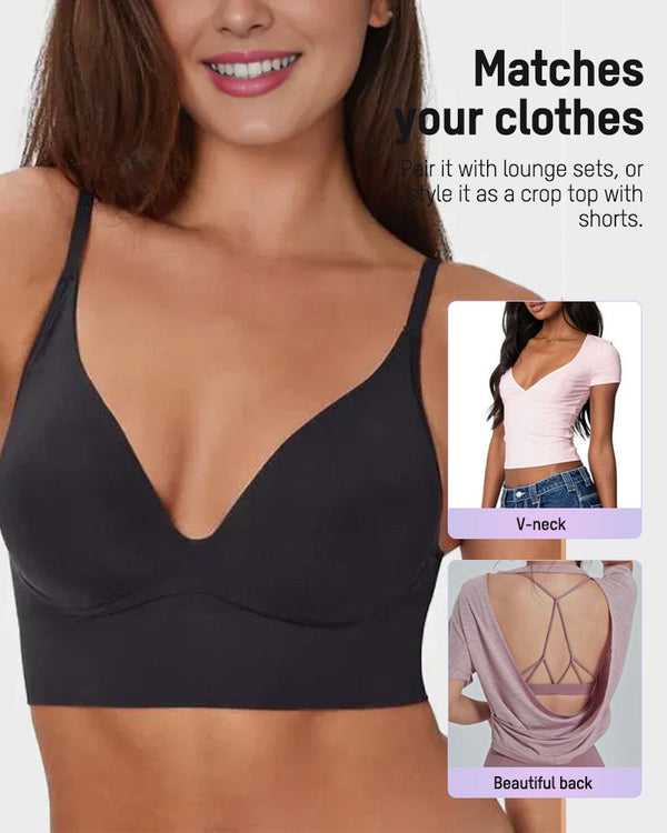 Ultra-Soft Deep-V Wireless Lift Bralette for All-Day Comfort