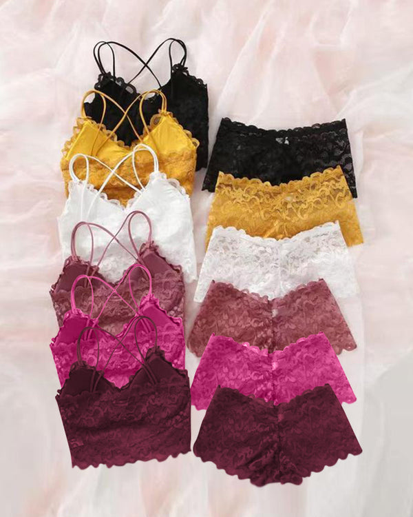 Romantic Lace Bralette & Panty Set – Alluring, Delicate Lingerie Bundle